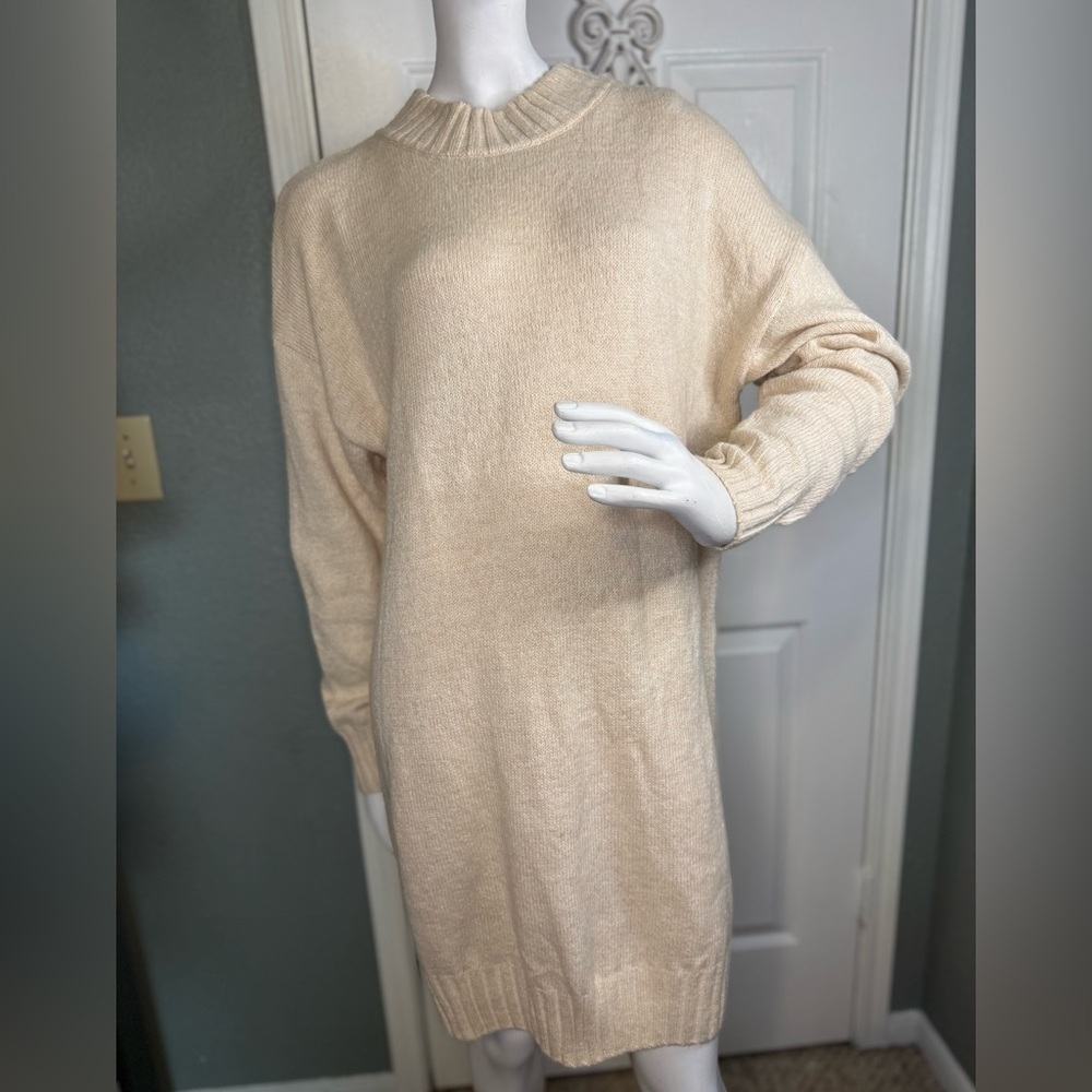 Abound NWT Heather Beige Mini Sweater Dress Women Size Large.